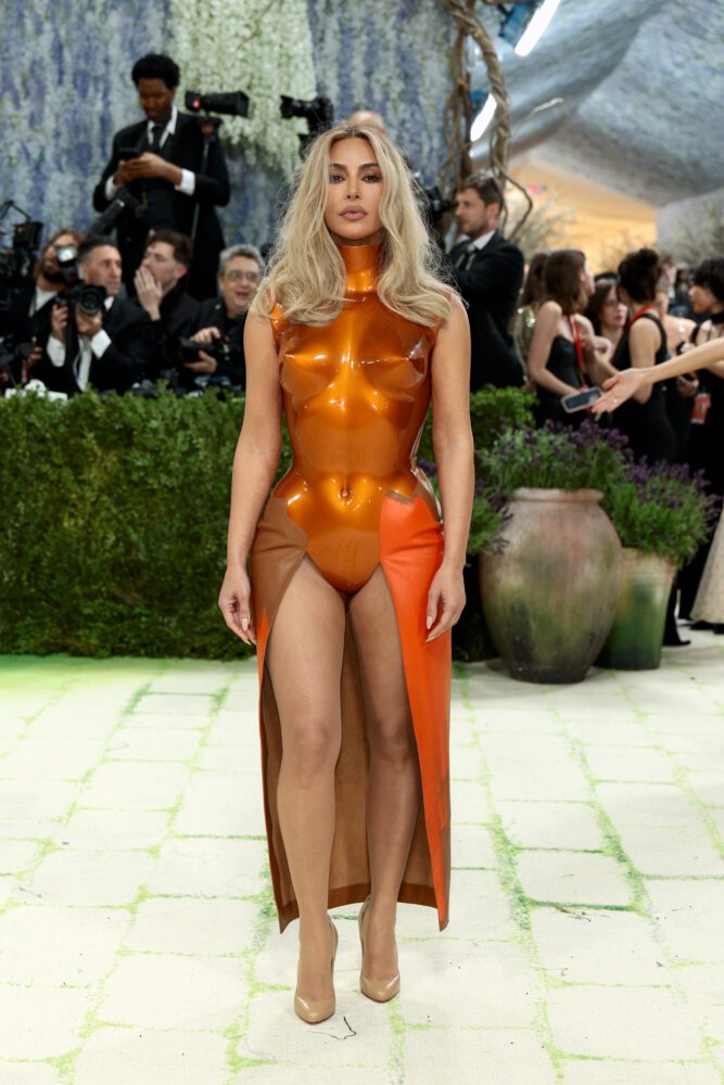 Kim Kardashian Big Breasts Orange Breastplate Met Gala