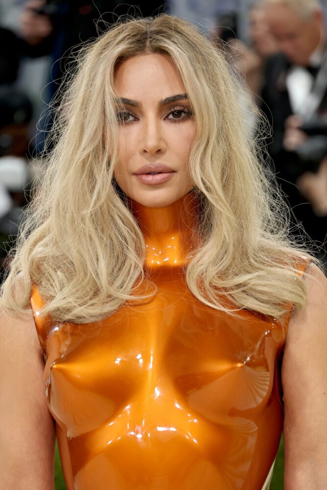 Kim Kardashian Big Breasts Orange Breastplate Met Gala