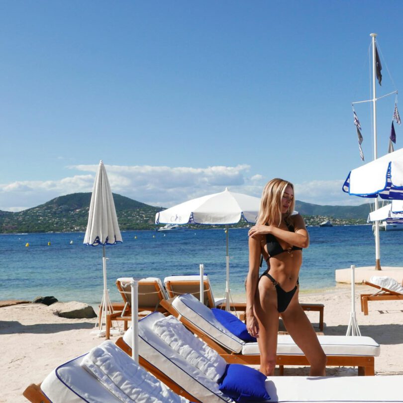Kimberley Garner Tight Black Micro Bikini Ass