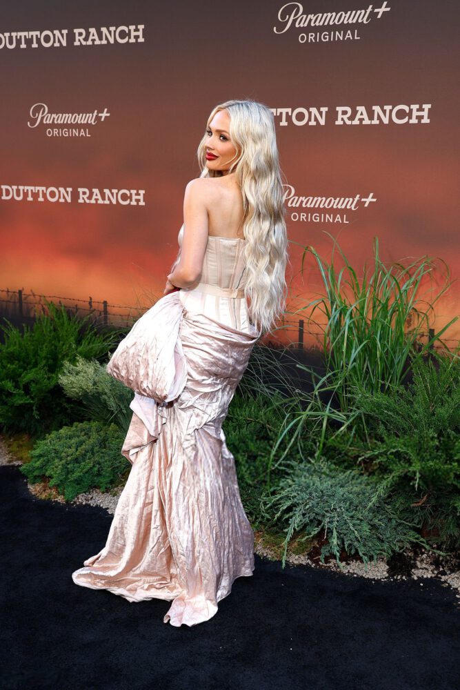 Natalie Alyn Lind Cleavage Satin Corset Dutton Ranch Premiere