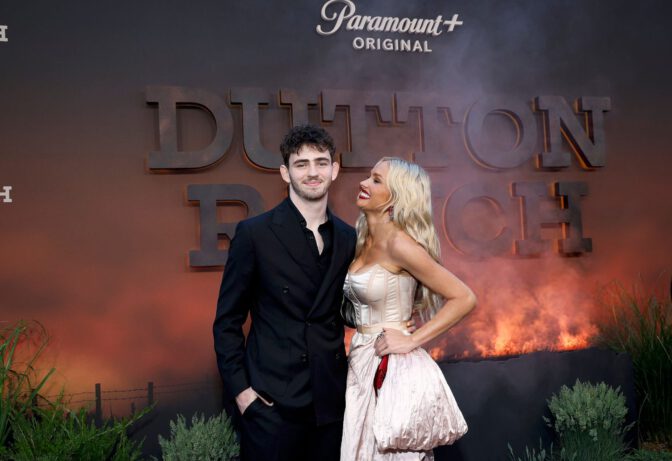Natalie Alyn Lind Cleavage Satin Corset Dutton Ranch Premiere