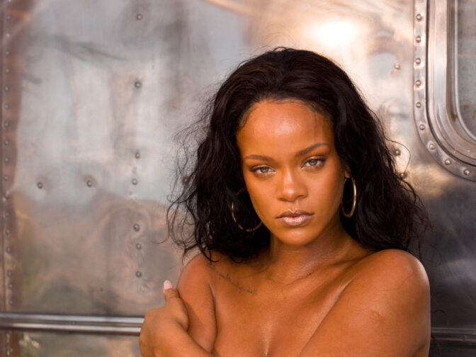 Rihanna Topless Bare Boobs Fenty Beauty Beach Please Outtakes