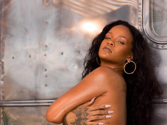 Rihanna Topless Bare Boobs Fenty Beauty Beach Please Outtakes