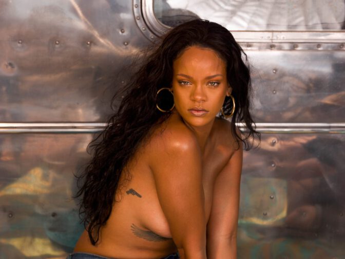 Rihanna Topless Bare Boobs Fenty Beauty Beach Please Outtakes