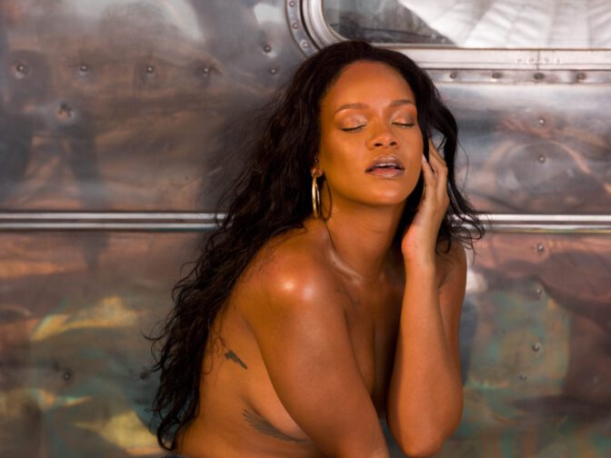 Rihanna Topless Bare Boobs Fenty Beauty Beach Please Outtakes