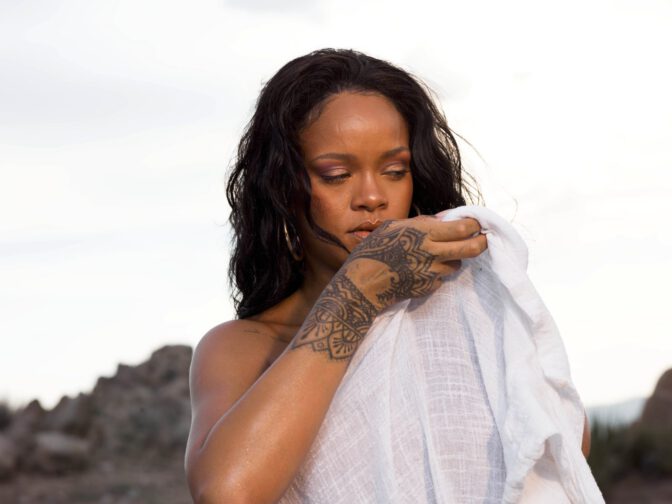 Rihanna Topless Bare Boobs Fenty Beauty Beach Please Outtakes