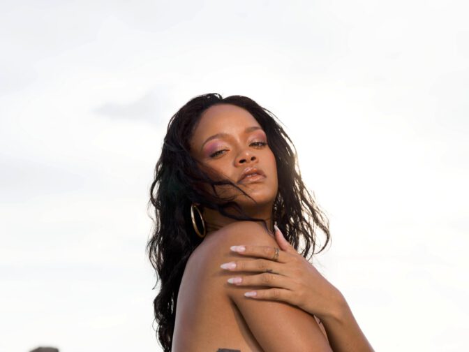 Rihanna Topless Bare Boobs Fenty Beauty Beach Please Outtakes