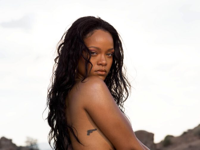 Rihanna Topless Bare Boobs Fenty Beauty Beach Please Outtakes