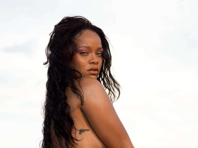 Rihanna Topless Bare Boobs Fenty Beauty Beach Please Outtakes
