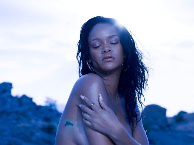 Rihanna Topless Bare Boobs Fenty Beauty Beach Please Outtakes