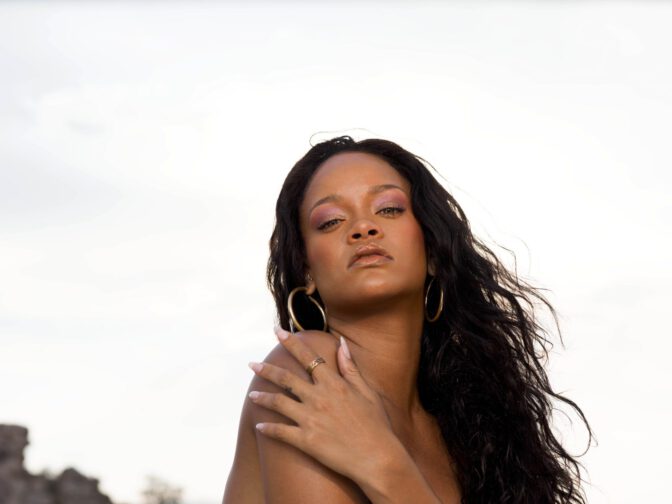 Rihanna Topless Bare Boobs Fenty Beauty Beach Please Outtakes