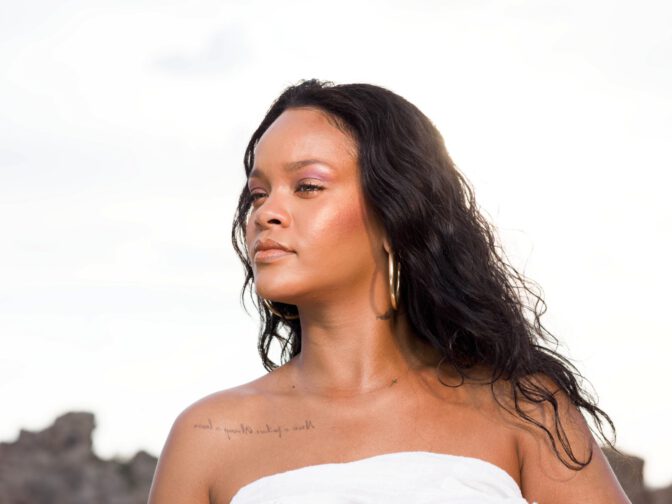 Rihanna Topless Bare Boobs Fenty Beauty Beach Please Outtakes