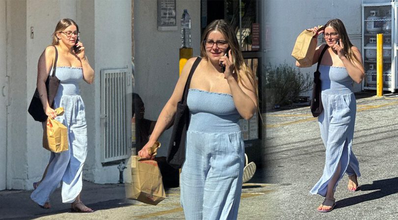 Ariel Winter’s Busty Cleavage Spills Out in Tight Blue Jumpsuit During Steamy CVS Run in Studio City