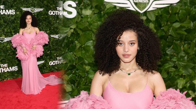 Chase Infiniti Flaunts Sexy Cleavage In Sizzling Pink Slip Dress