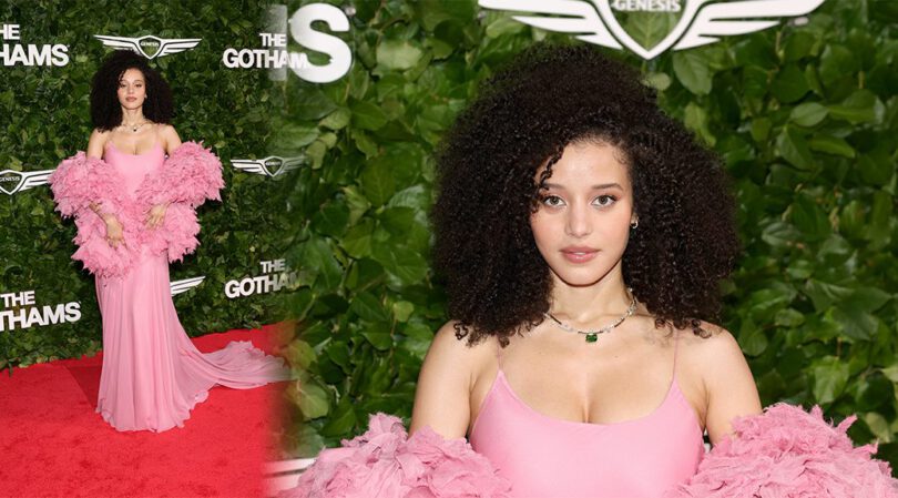 Chase Infiniti Flaunts Sexy Cleavage In Sizzling Pink Slip Dress