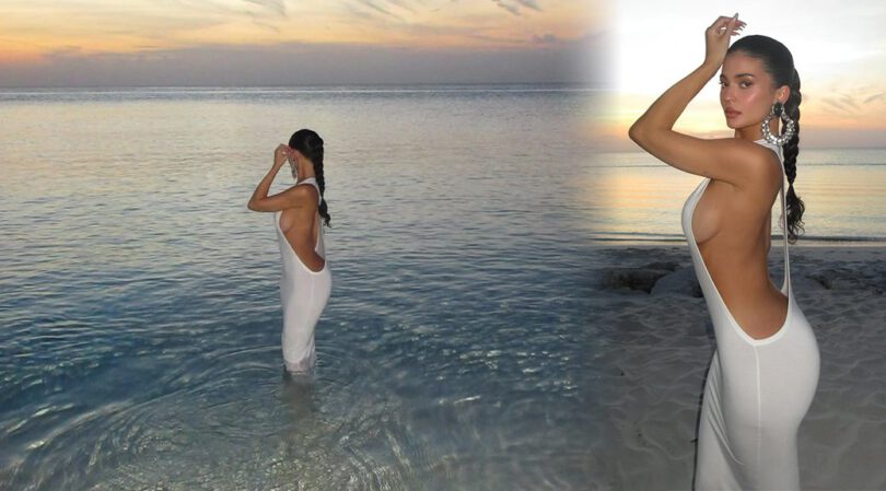 Kylie Jenner Goes Totally Braless in Wildly Cutout White Dress with Massive Side-Boob on the Beach