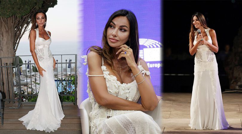 Madalina Ghenea Flaunts Busty Cleavage In Sheer Lace Gown At Nations Award