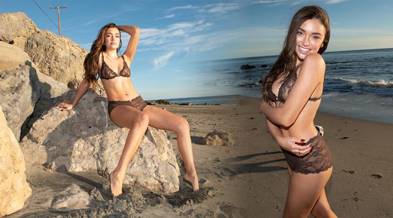 Presley Elise Flaunts Her Killer Curves in Steamy Black Lace on the Beach