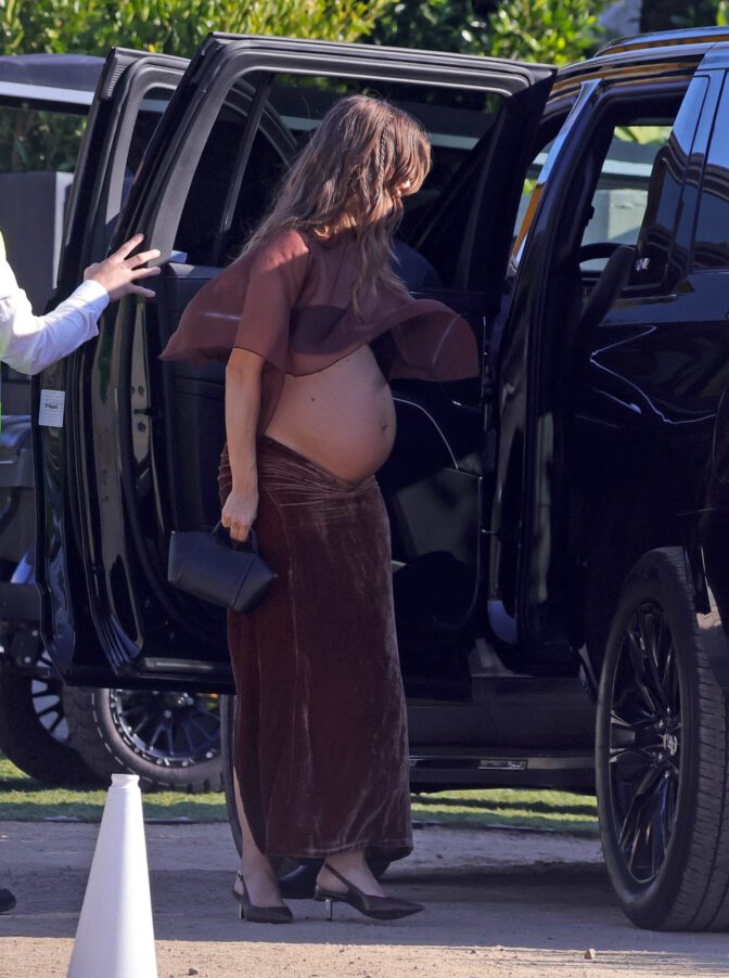 Barbara Palvin Pregnant Sheer Top Baby Bump