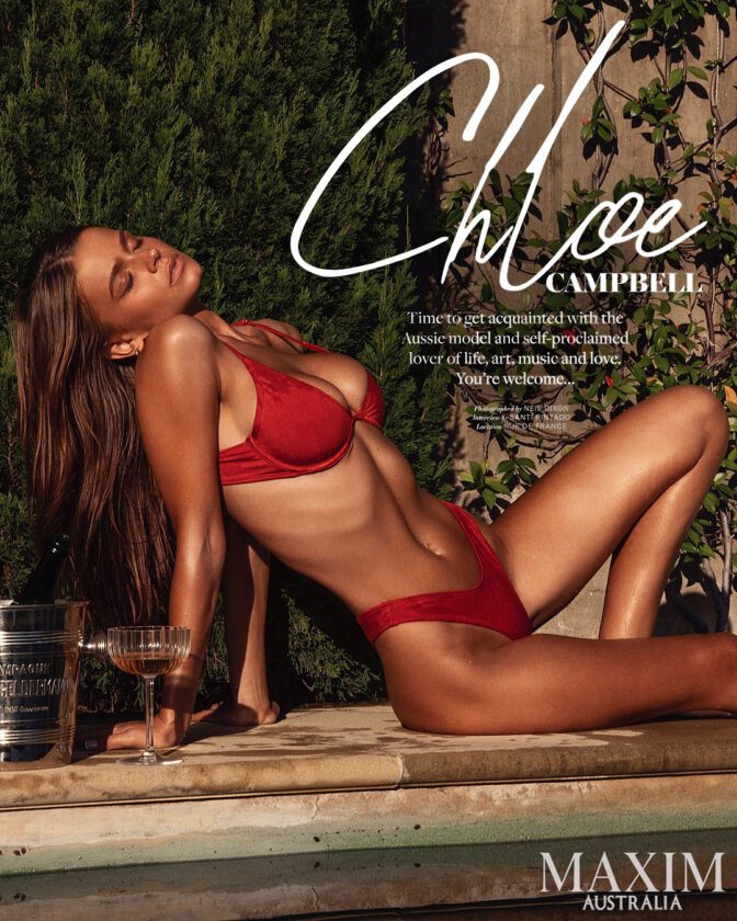Chloe Campbell Boobs Bare Ass Thong Poolside Shoot Maxim