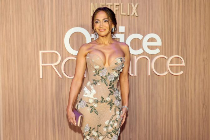 Jennifer Lopez Cleavage Netflix Premiere Corset Gown