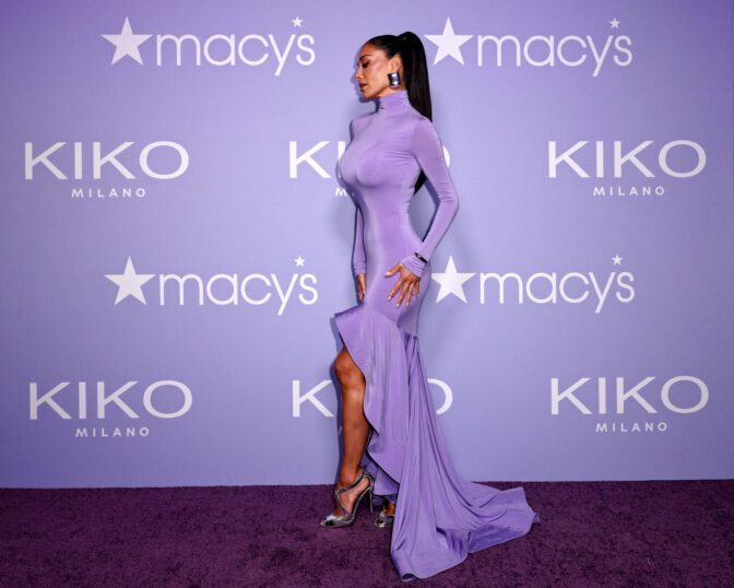 Nicole Scherzinger Busty Tight Lavender Dress Dance Floor