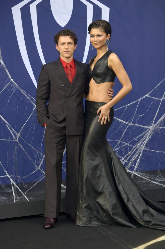 Zendaya Black Leather Crop Top Abs Spider Man Berlin Event