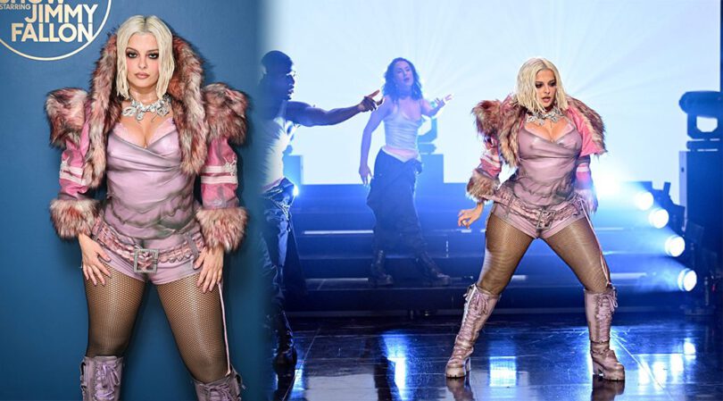 Bebe Rexha Stuns in Satin and Fishnets, Puts Her Curves on Full Display During Tonight Show Performance