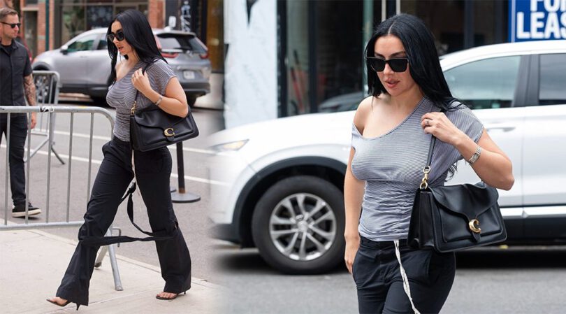 Charli XCX Goes Braless in Tightly Fitted Top with Major Pokies on the Streets of Brooklyn