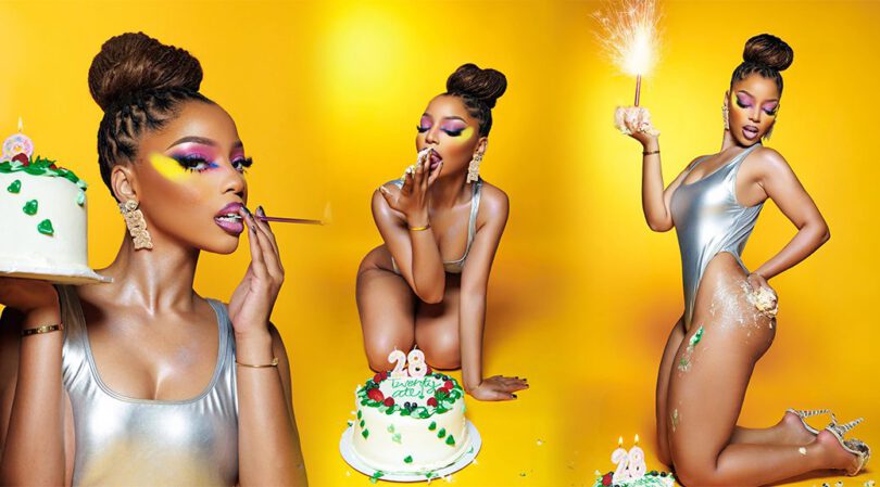 Chloe Bailey Breaks the Internet Naked in Silver Swimsuit for Wild Birthday Cake Shoot