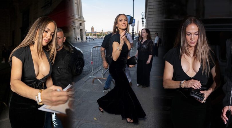JLo’s Cleavage Explodes in Tight Velvet Dress During Steamy Paris Night Out