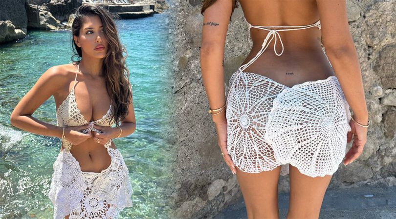 Tatiana Panakal Flaunts Braless Boobs And Round Ass In Sheer Crochet