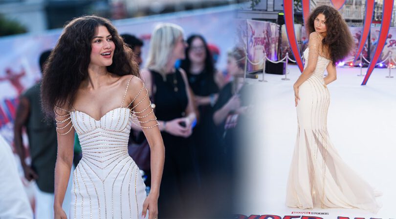 Zendaya Stuns in Custom Crystal Web Dress at Spider-Man Premiere