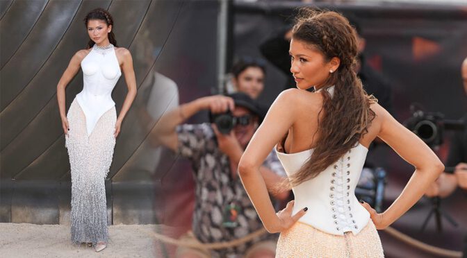 Zendaya Stuns in Sculptural White Gown at The Odyssey World Premiere