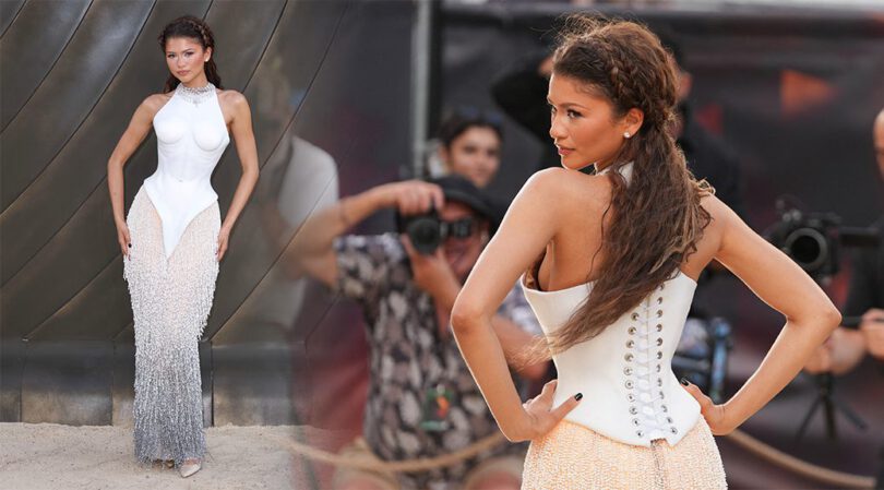 Zendaya Stuns in Sculptural White Gown at The Odyssey World Premiere