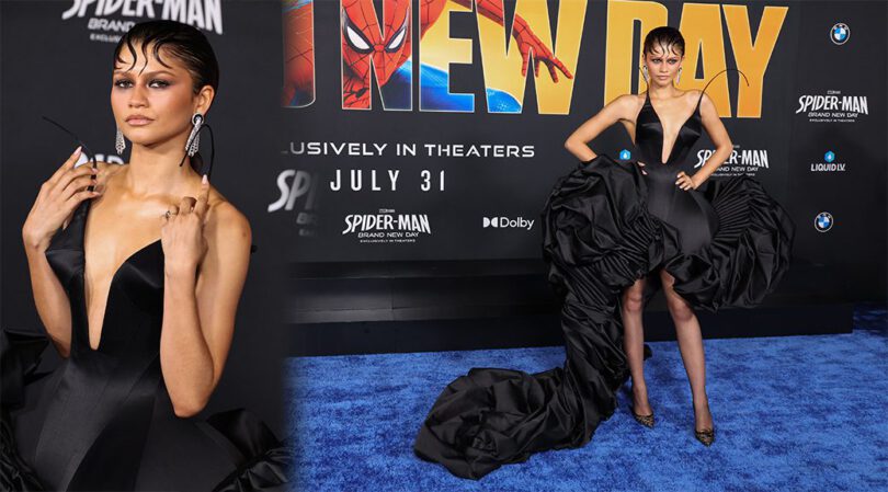 Zendaya Stuns in Dramatic Black Gown at Spider-Man: Brand New Day World Premiere