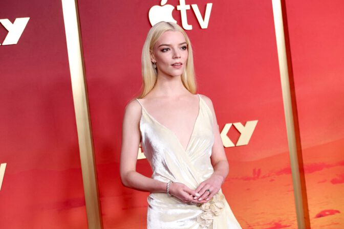 Anya Taylor Joy Sexy Cream Dress Slit Lucky Premiere