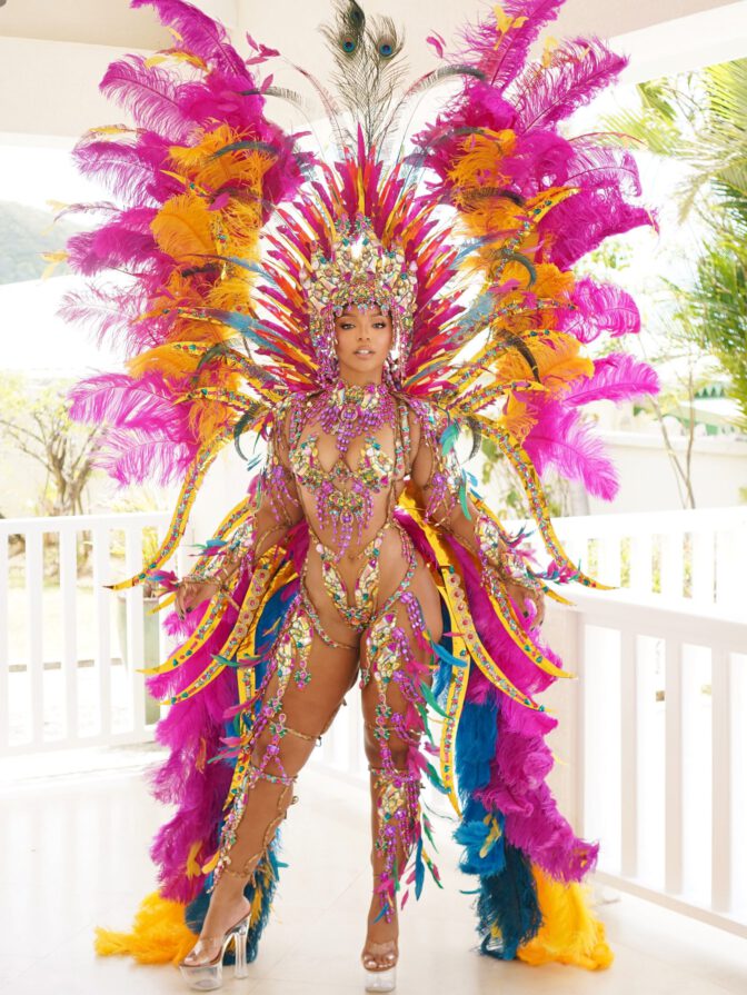 Chloe Bailey Revealing Carnival Bodysuit Crystals Thong Feathers St Lucia