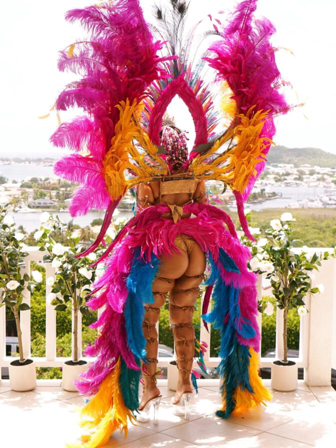 Chloe Bailey Revealing Carnival Bodysuit Crystals Thong Feathers St Lucia