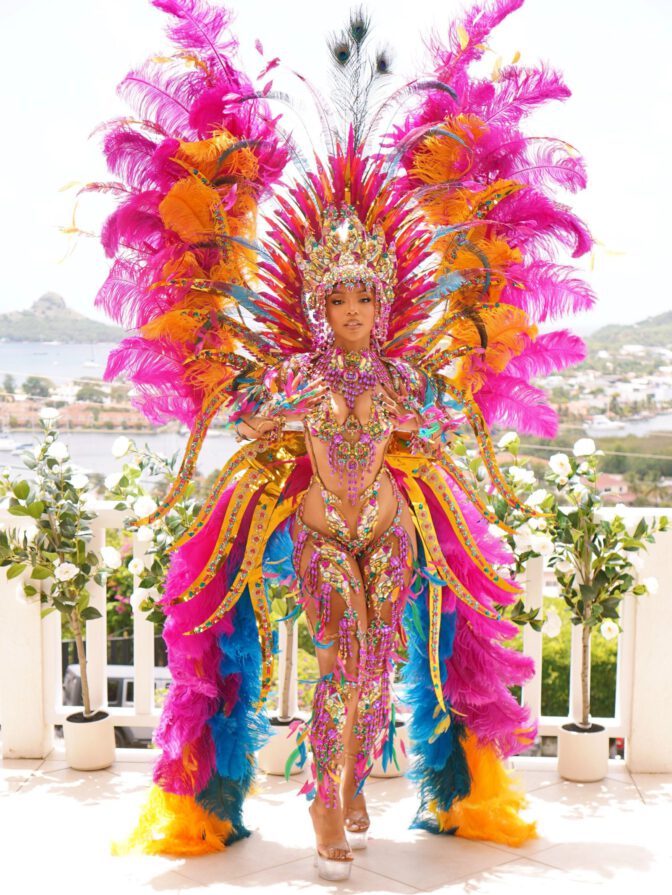 Chloe Bailey Revealing Carnival Bodysuit Crystals Thong Feathers St Lucia