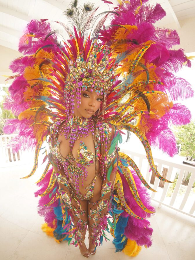 Chloe Bailey Revealing Carnival Bodysuit Crystals Thong Feathers St Lucia