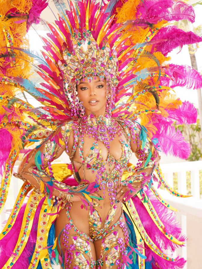 Chloe Bailey Revealing Carnival Bodysuit Crystals Thong Feathers St Lucia