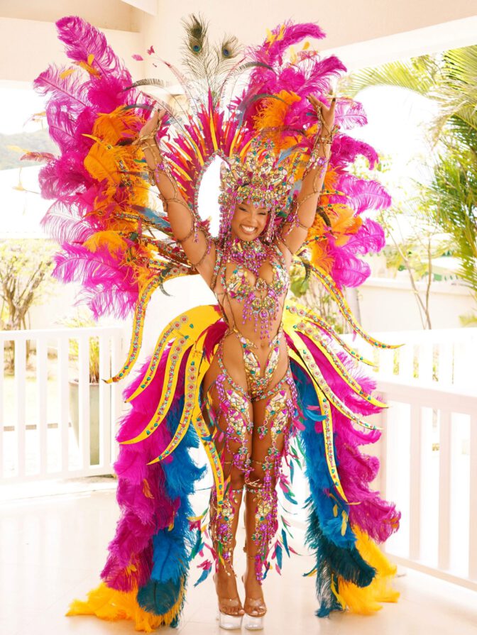 Chloe Bailey Revealing Carnival Bodysuit Crystals Thong Feathers St Lucia