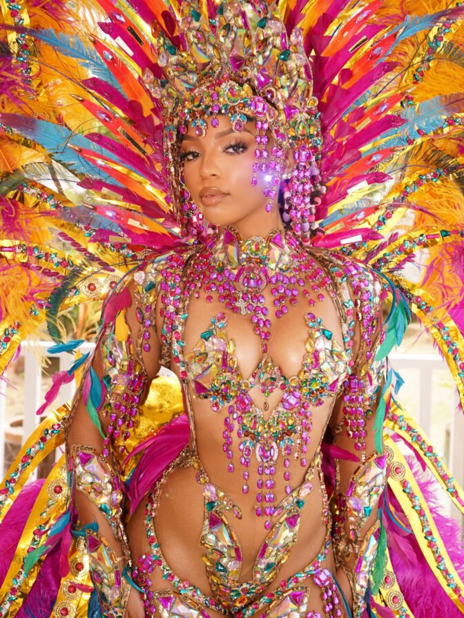 Chloe Bailey Revealing Carnival Bodysuit Crystals Thong Feathers St Lucia