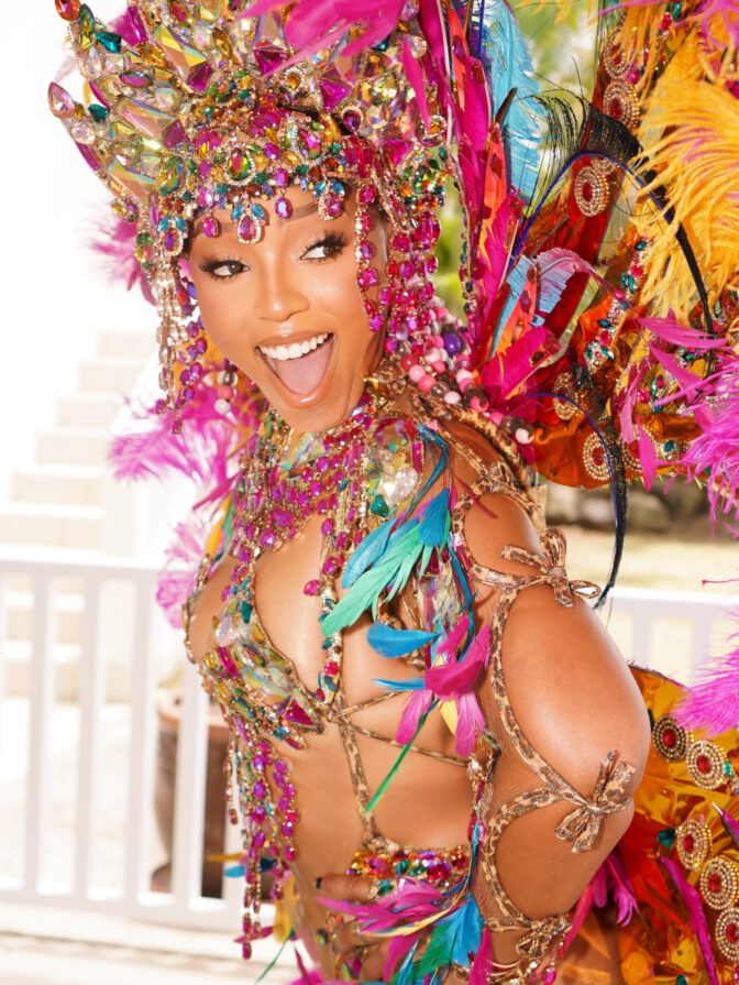 Chloe Bailey Revealing Carnival Bodysuit Crystals Thong Feathers St Lucia