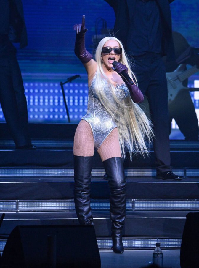 Christina Aguilera Hot Silver Bodysuit Yaamava Concert