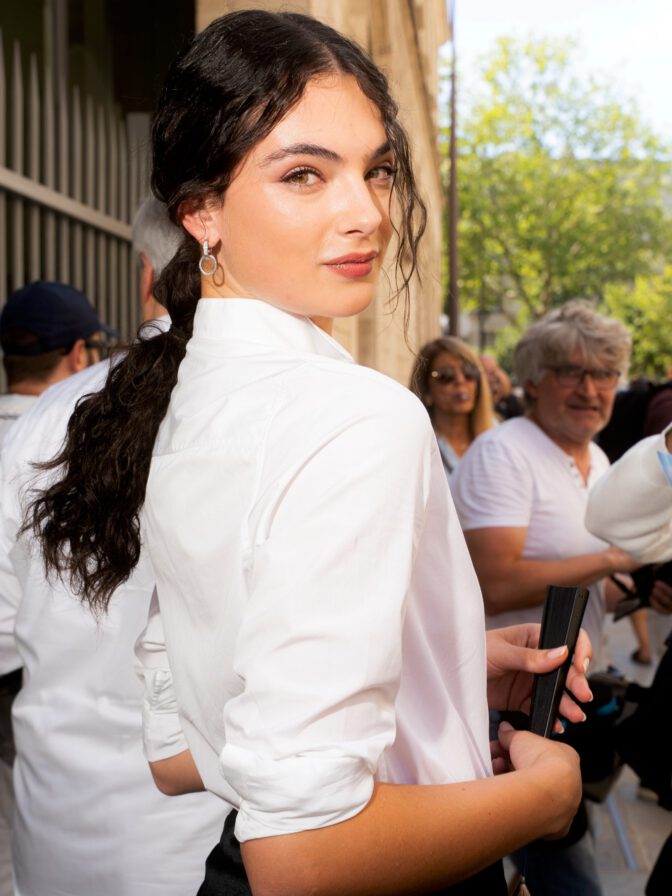 Deva Cassel Cleavage Plunging White Shirt Dior Haute Couture