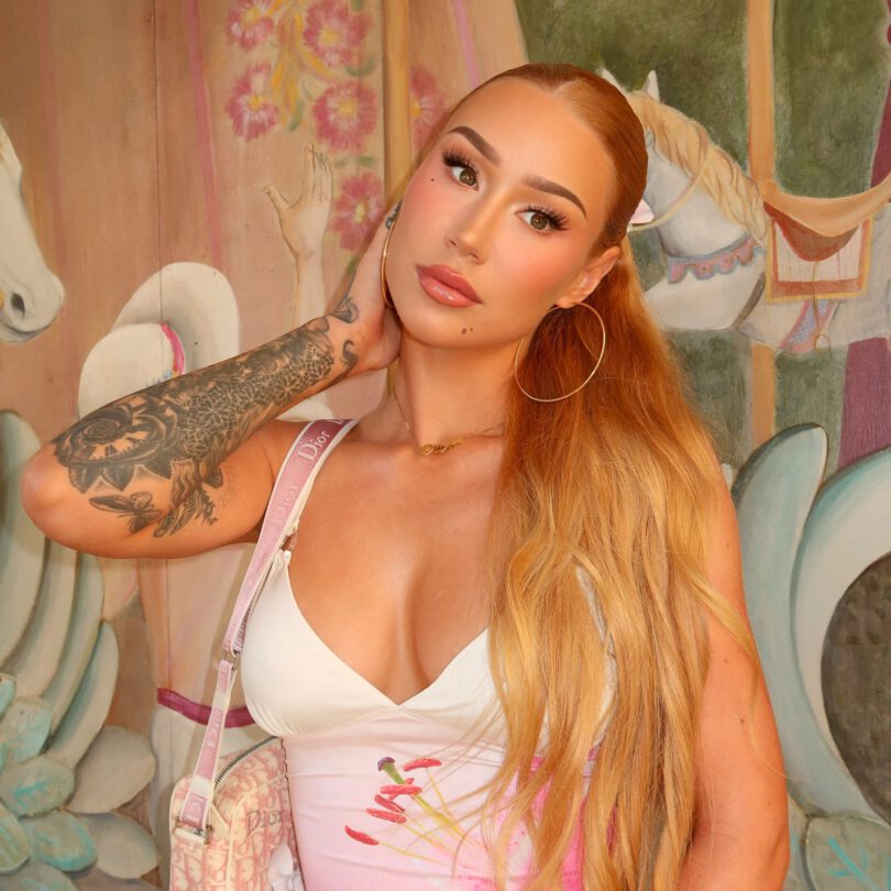 Iggy Azalea Cleavage Tight Floral Top