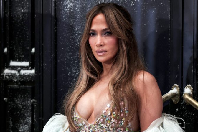 Jennifer Lopez Massive Cleavage Sheer Sequin Dress Celia Kritharioti Paris Fashion Week