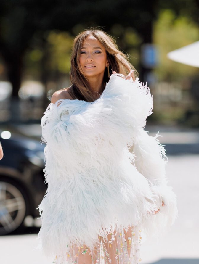 Jennifer Lopez Massive Cleavage Sheer Sequin Dress Celia Kritharioti Paris Fashion Week